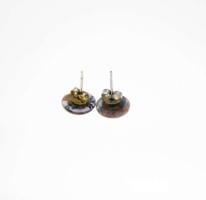 Earrings - Vintage Mother of Pearl Type Circular Earrings with Gold Tone - ML2285