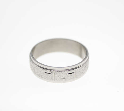 Ring - Vintage Silver Tone Mens Ring with Textured Sandblast Design - ML2288