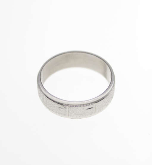 Ring - Vintage Silver Tone Mens Ring with Textured Sandblast Design - ML2288
