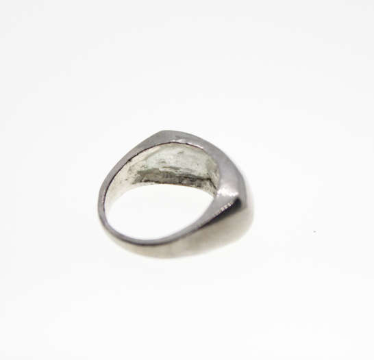 Ring - Vintage Chunky Unisex Silver Tone Rectangular Shape Ring - ML2292