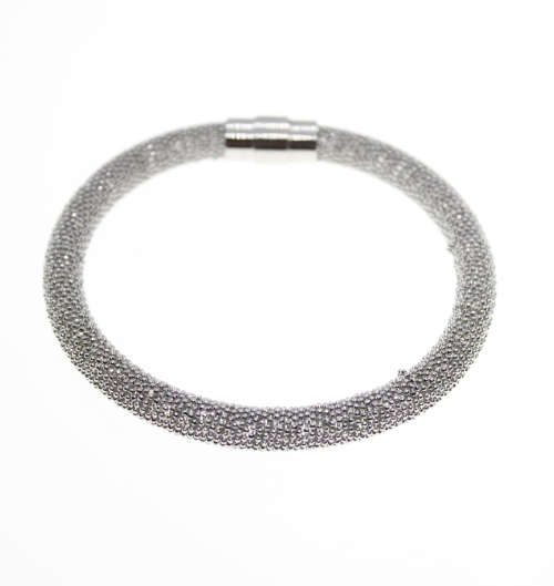 Bracelet - Fashion Silver Tone Magnetic Mesh Design Bracelet - ML2297