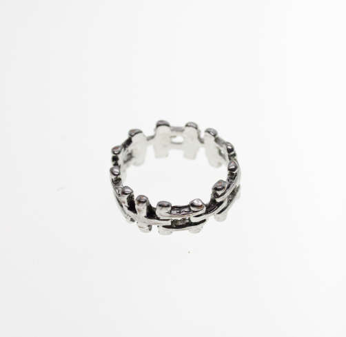 Ring - Vintage Silver Tone Chain Design Unisex Ring - ML2298