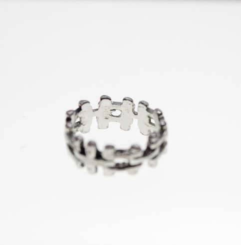 Ring - Vintage Silver Tone Chain Design Unisex Ring - ML2298