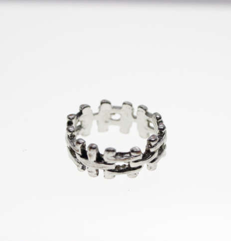Ring - Vintage Silver Tone Chain Design Unisex Ring - ML2298