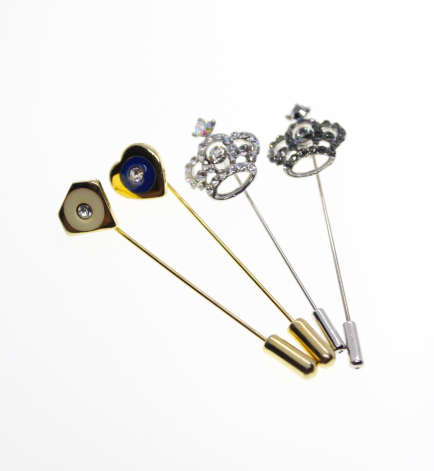 Lapel Pins - Vintage 2x Gold Tone with Diamantes, 2x Silver Tone Crown with Diamantes - ML2299