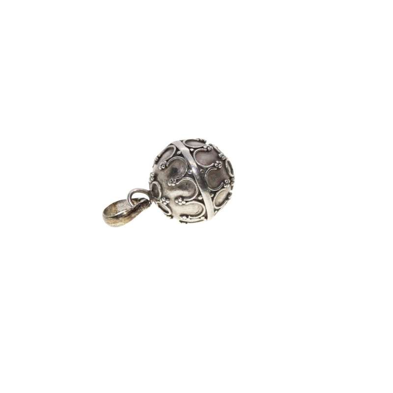 Pendant - Silver Angel Ball Pendant with Chimes. Marcasite Design - ML3115