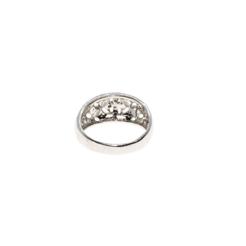 Ring - Silver Tone Marcasite with Diamantes Design - ML3118