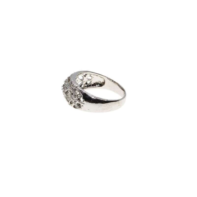 Ring - Silver Tone Marcasite with Diamantes Design - ML3118