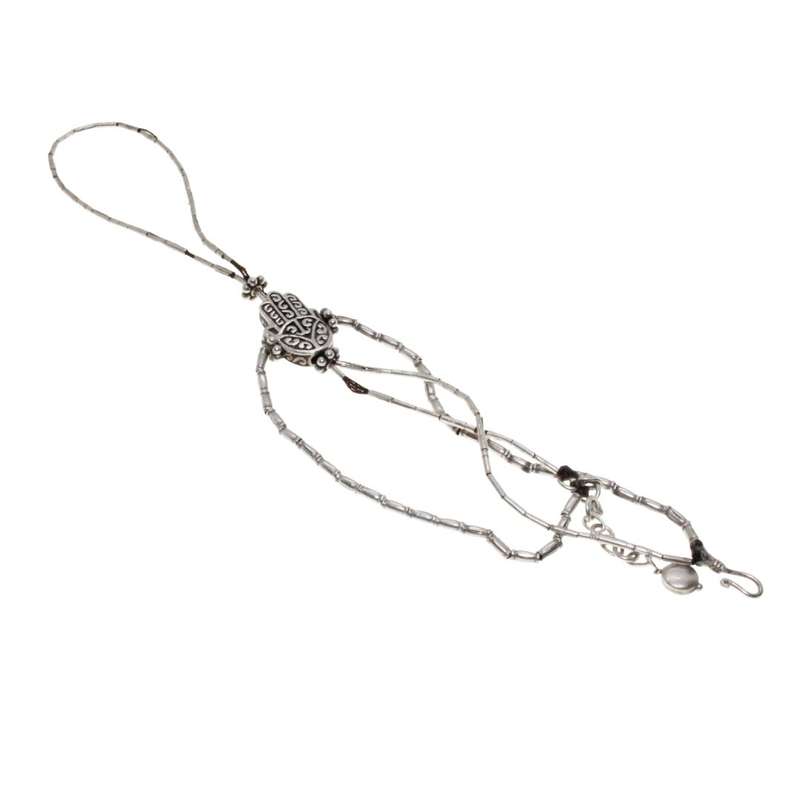 Bracelet - Finger Ring Bracelet - 925 Silver Hamsa Charm - ML3120