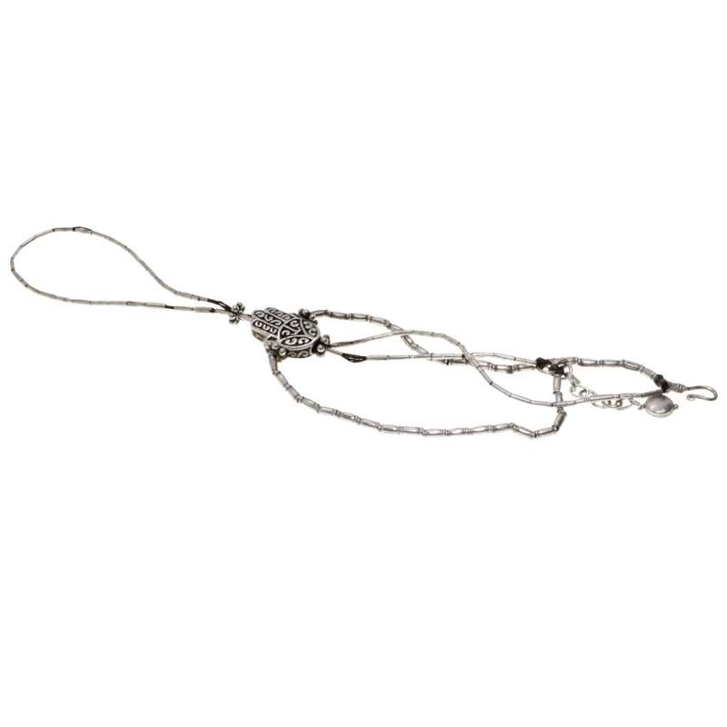 Bracelet - Finger Ring Bracelet - 925 Silver Hamsa Charm - ML3120