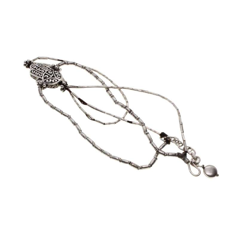 Bracelet - Finger Ring Bracelet - 925 Silver Hamsa Charm - ML3120