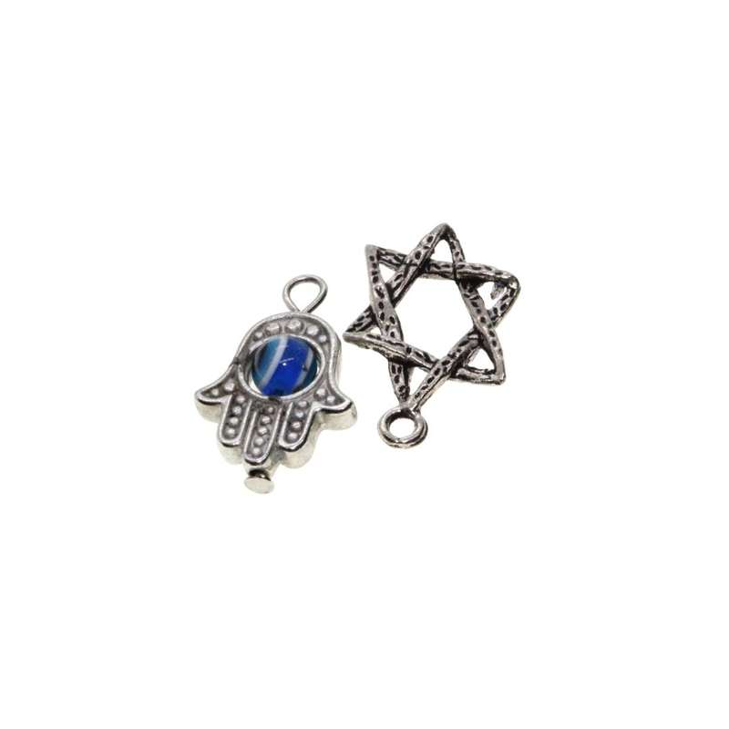 Charms - Silver Tone Star of David. Silver Tone Hamsa. - ML3121