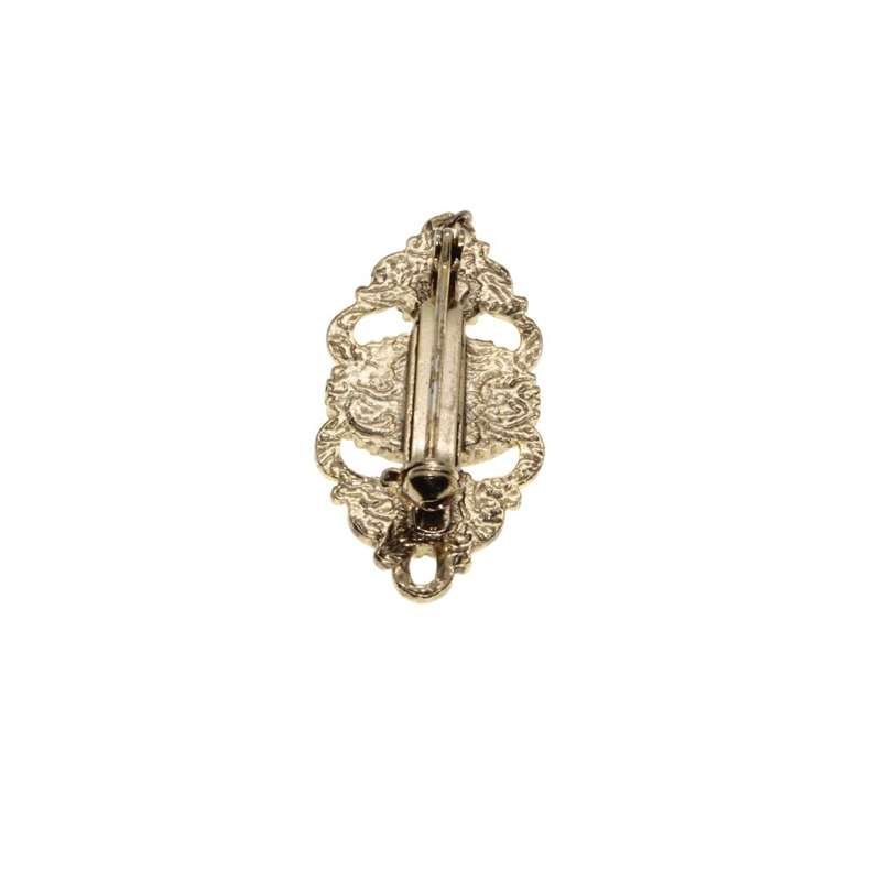 Brooch - Vintage Gold Tone Cameo and Faux Pearl Brooch - ML3122