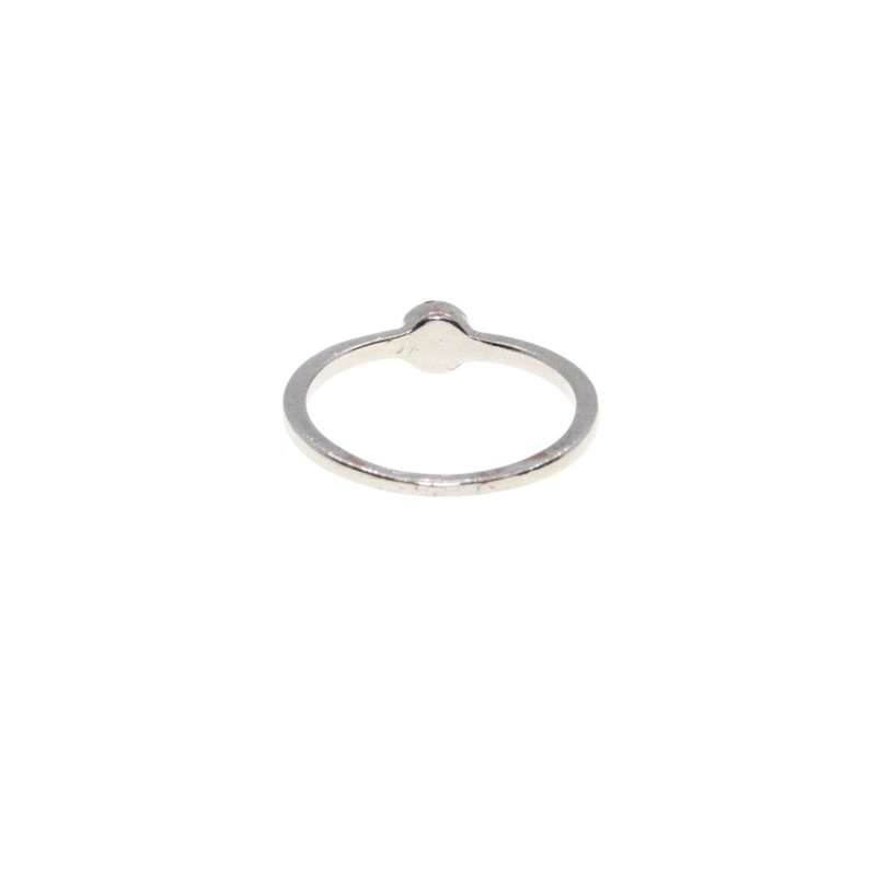 Ring - Silver Tone Dainty Band with Milky White Small Center Rhinestone - ML3128