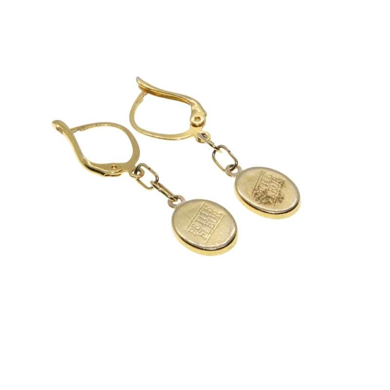 Earrings - Gold Tone Petite Fleur Marked Earrings. Intricate Enamel Hand Painted Flowers - ML3130