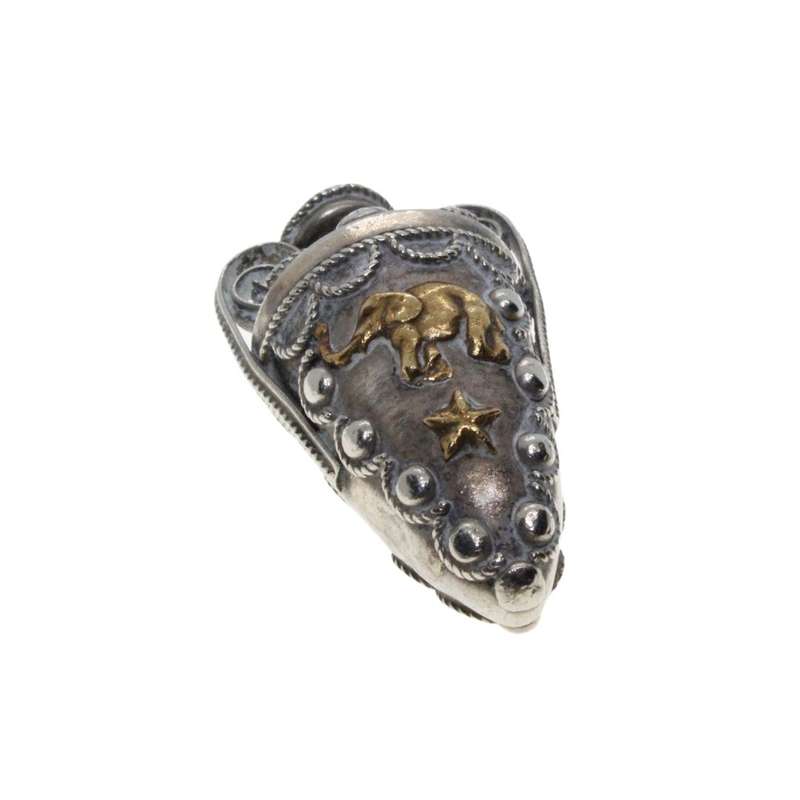 Antique - Stone Perfume Bottle - Filigree & Marcasite Design. Gold Tone Camel & Elephant - ML3132
