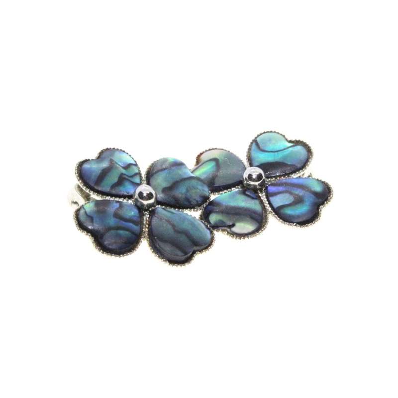 Earrings - Silver Tone Vintage Paua Shell Four Leaf Clover Clip On Earrings - ML3159