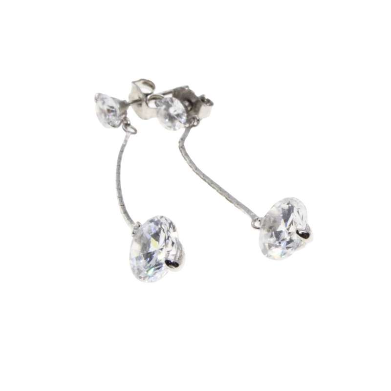 Earrings - Silver Tone Fashion Drop Earrings. Small Rhinestones with Large Rhinestones - ML3160