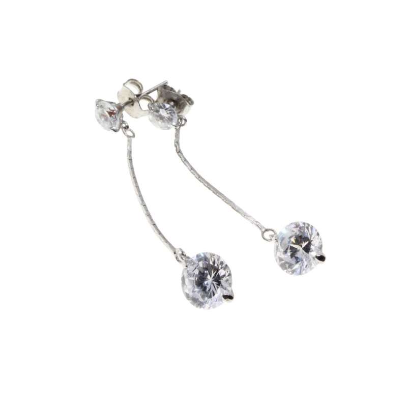 Earrings - Silver Tone Fashion Drop Earrings. Small Rhinestones with Large Rhinestones - ML3160