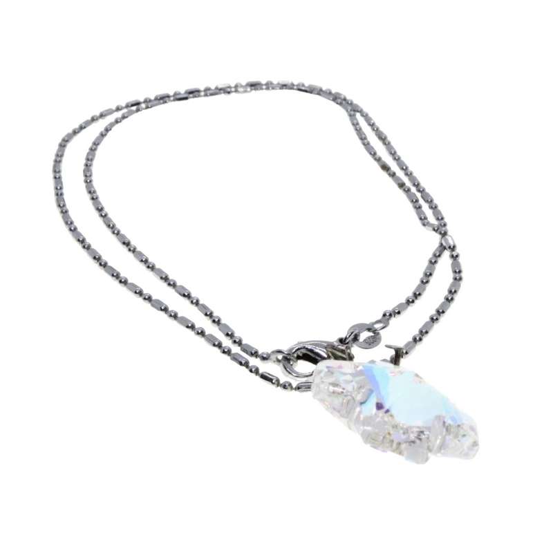 Necklace - 925 Silver Chain with Gorgeous Crystal Cross - ML3161