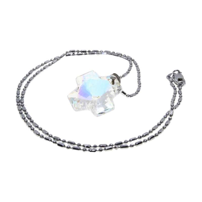 Necklace - 925 Silver Chain with Gorgeous Crystal Cross - ML3161