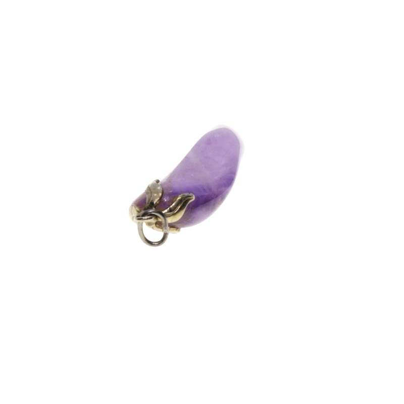Pendant - Silver Tone Bail with Quartz. Vintage Healing Stone Pendant - ML3163