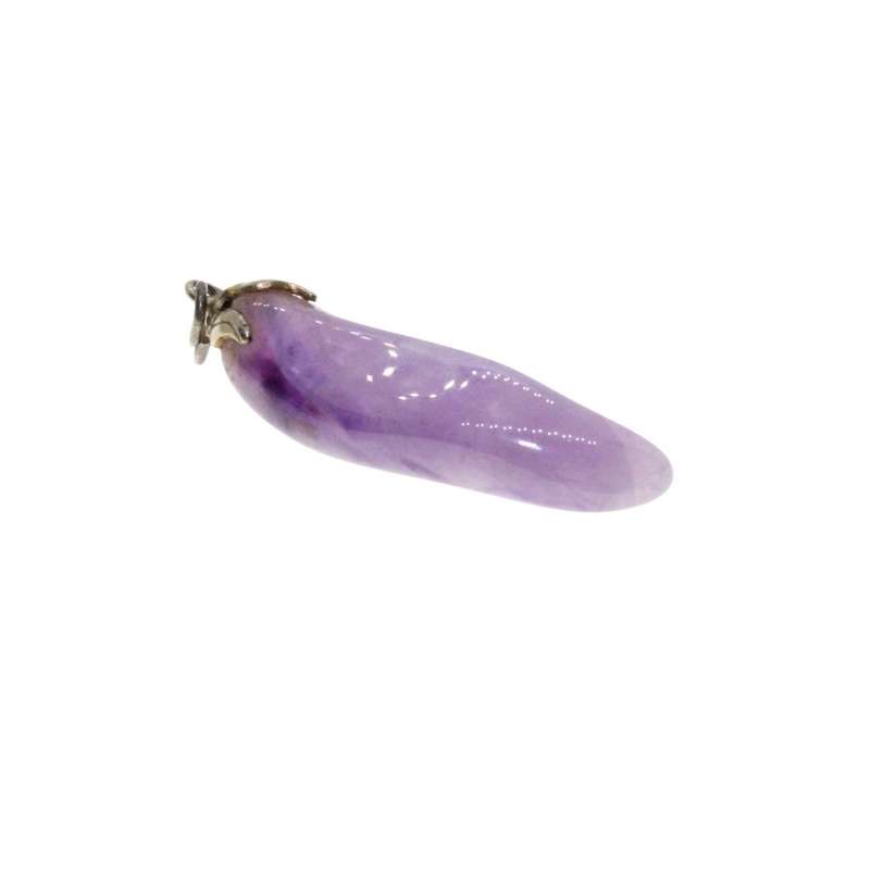 Pendant - Silver Tone Bail with Quartz. Vintage Healing Stone Pendant - ML3163