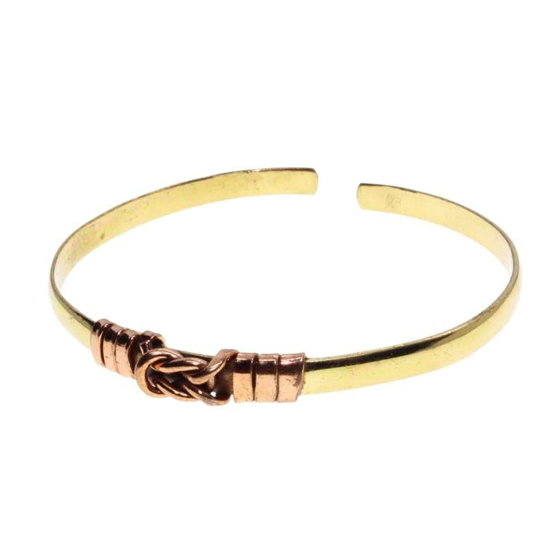 Bracelet - Vintage Brass with Copper Detail Cuff Bracelet - ML3165