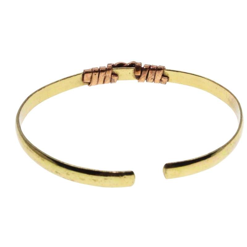 Bracelet - Vintage Brass with Copper Detail Cuff Bracelet - ML3165