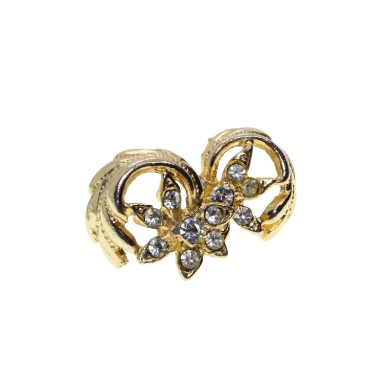 Earrings - Gold Tone Vintage Fashion Earrings. Flower Twirl with Diamantes - ML3172