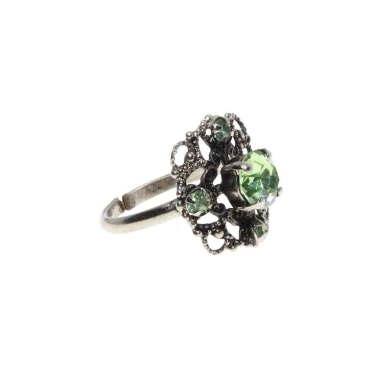 Bracelet Set - Vintage Necklace, Ring & Pendant Oval Design. Green Stones. Ring Marcasite - ML3186