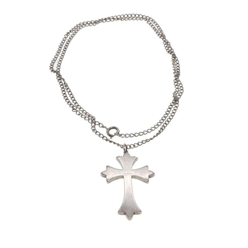 Necklace - Sterling Silver Engraved Design Cross Pendant on Chain - ML3188