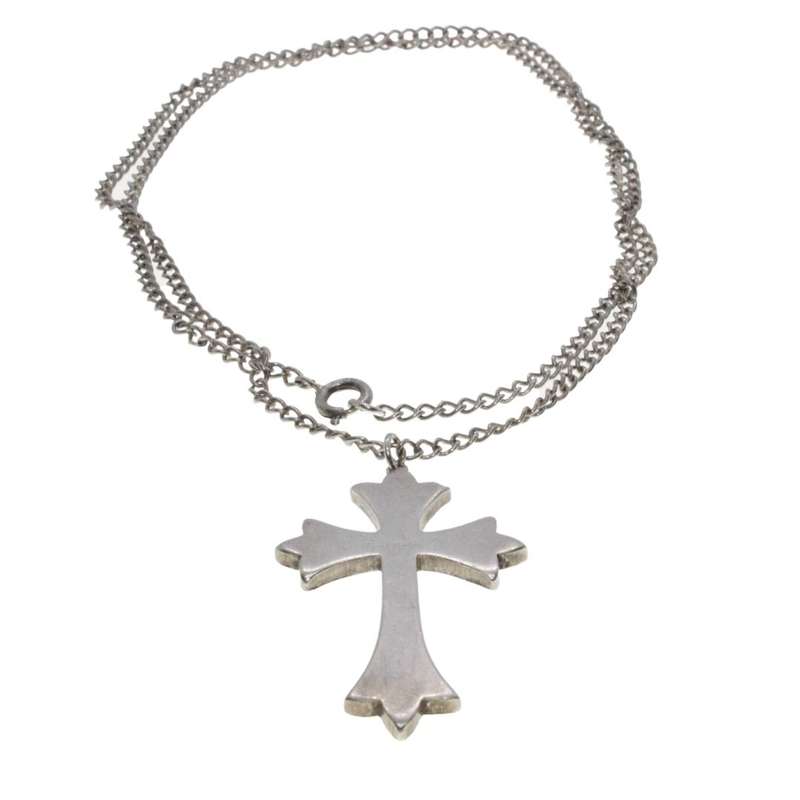 Necklace - Sterling Silver Engraved Design Cross Pendant on Chain - ML3188