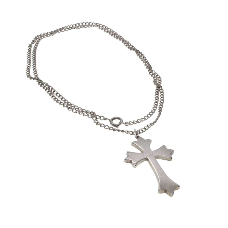 Necklace - Sterling Silver Engraved Design Cross Pendant on Chain - ML3188