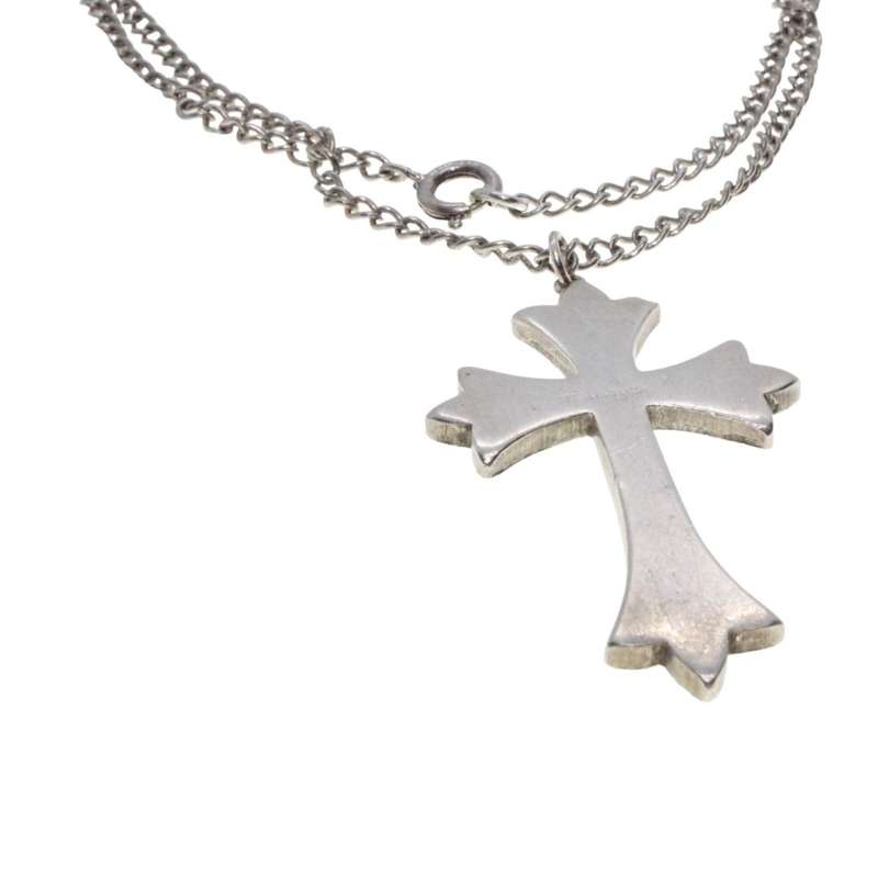 Necklace - Sterling Silver Engraved Design Cross Pendant on Chain - ML3188