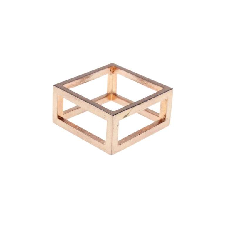 Ring - Rose Gold Colour Double Band Square Wedding Ring - ML3191