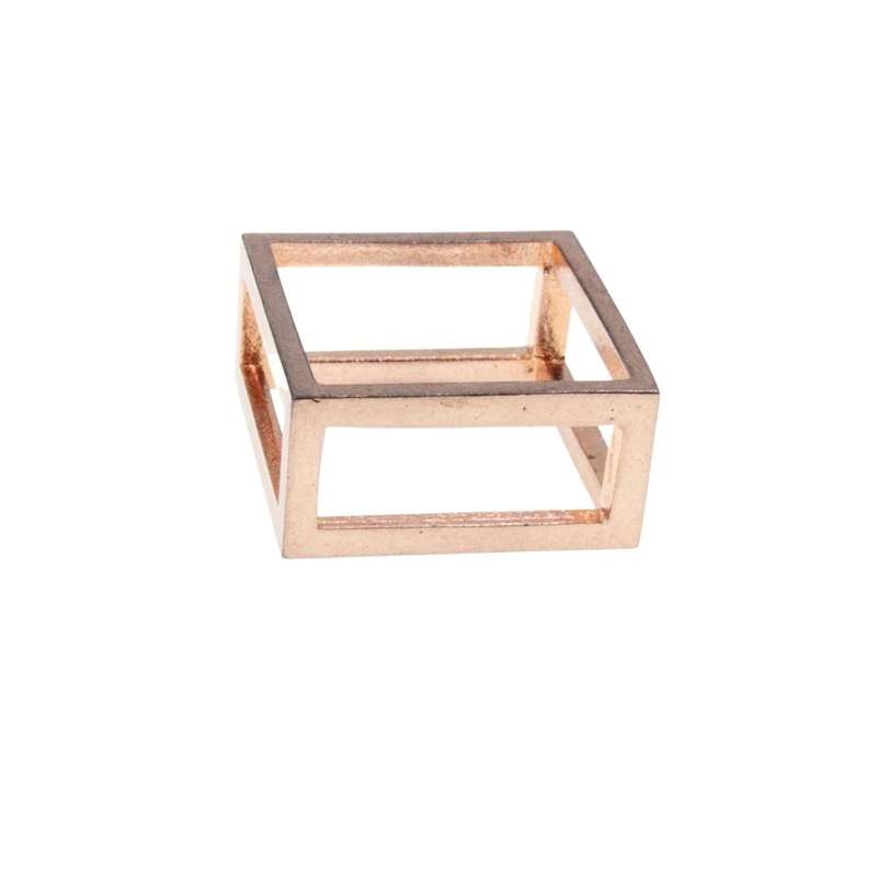 Ring - Rose Gold Colour Double Band Square Wedding Ring - ML3191