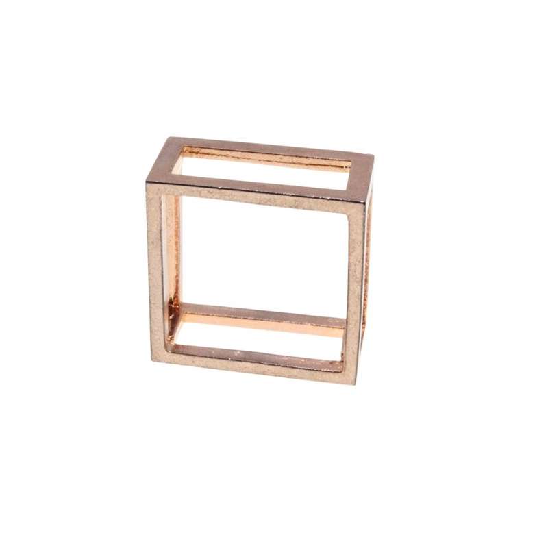 Ring - Rose Gold Colour Double Band Square Wedding Ring - ML3191