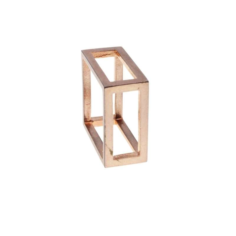 Ring - Rose Gold Colour Double Band Square Wedding Ring - ML3191