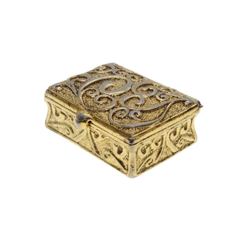 Misc - Vintage Gold Tone Pill Box with Intricate Design - ML3195