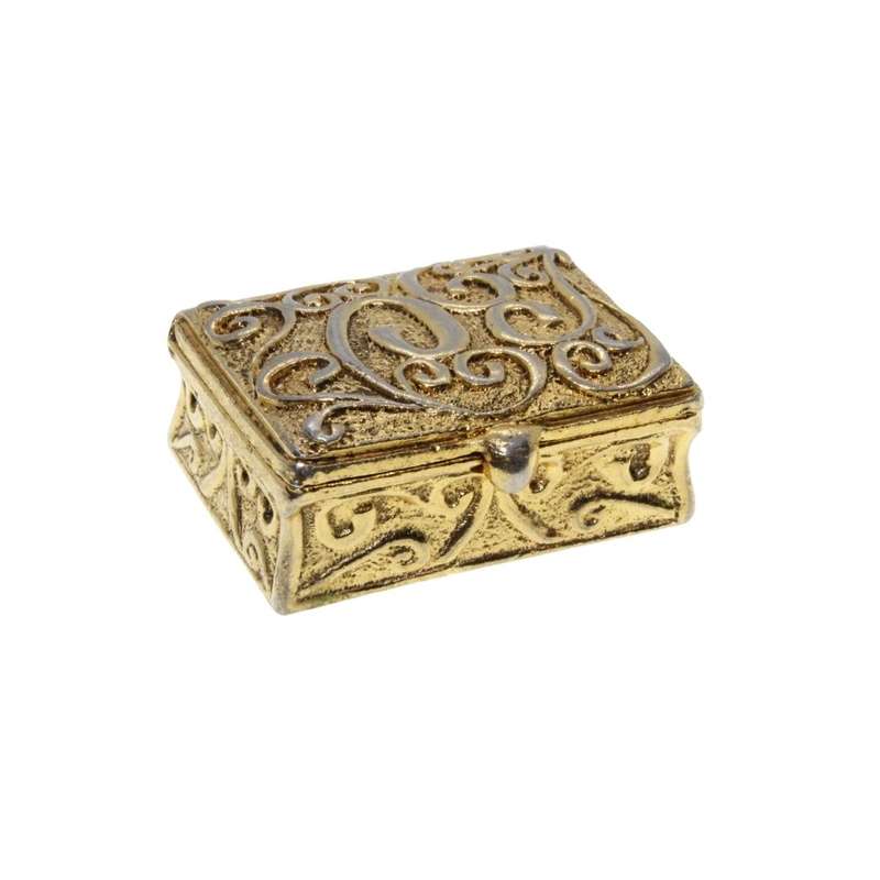 Misc - Vintage Gold Tone Pill Box with Intricate Design - ML3195