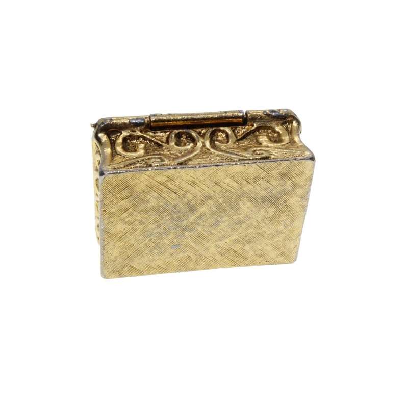 Misc - Vintage Gold Tone Pill Box with Intricate Design - ML3195