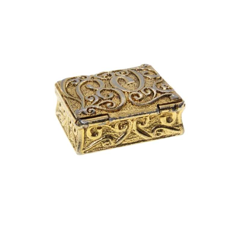 Misc - Vintage Gold Tone Pill Box with Intricate Design - ML3195
