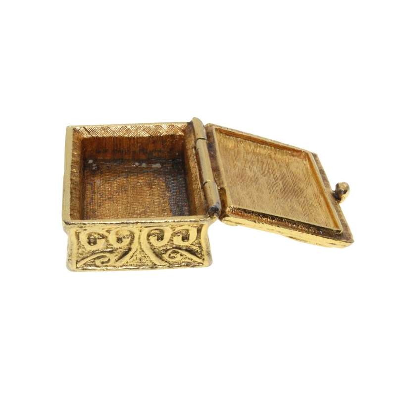 Misc - Vintage Gold Tone Pill Box with Intricate Design - ML3195