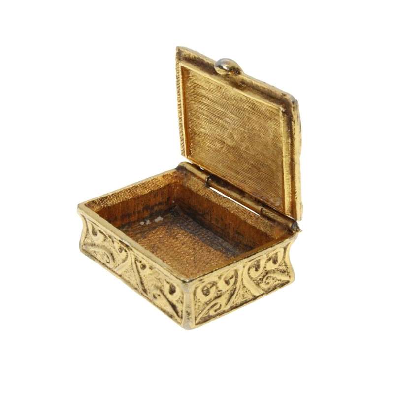 Misc - Vintage Gold Tone Pill Box with Intricate Design - ML3195