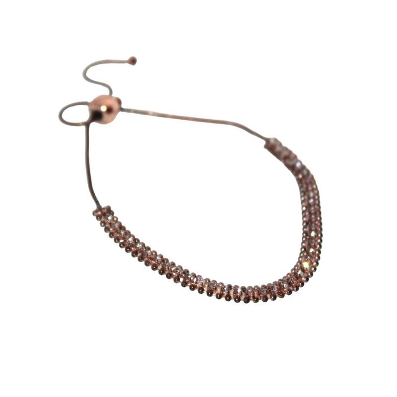 Bracelet - Sparkling Rose Gold Colour Adjustable Bracelet - ML3212