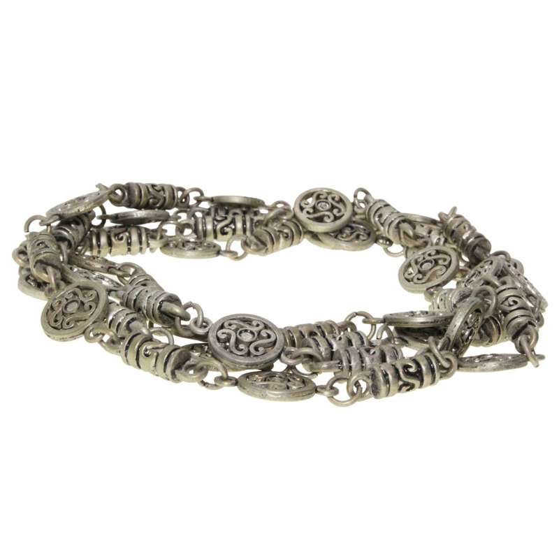 Necklace - Brass Antique Chain. Filigree Pattern - ML3217