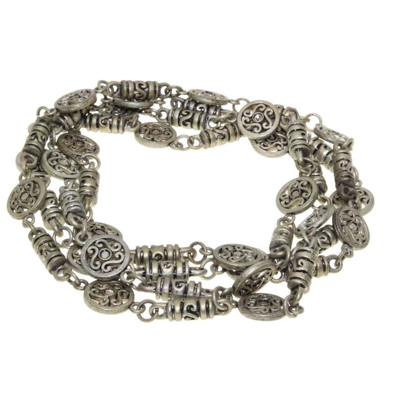 Necklace - Brass Antique Chain. Filigree Pattern - ML3217
