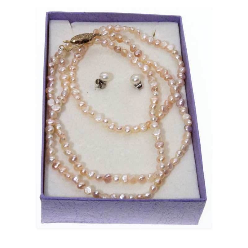 Necklace - Freshwater Pearls Set Necklace, Bracelet, Stud Earrings - ML3221