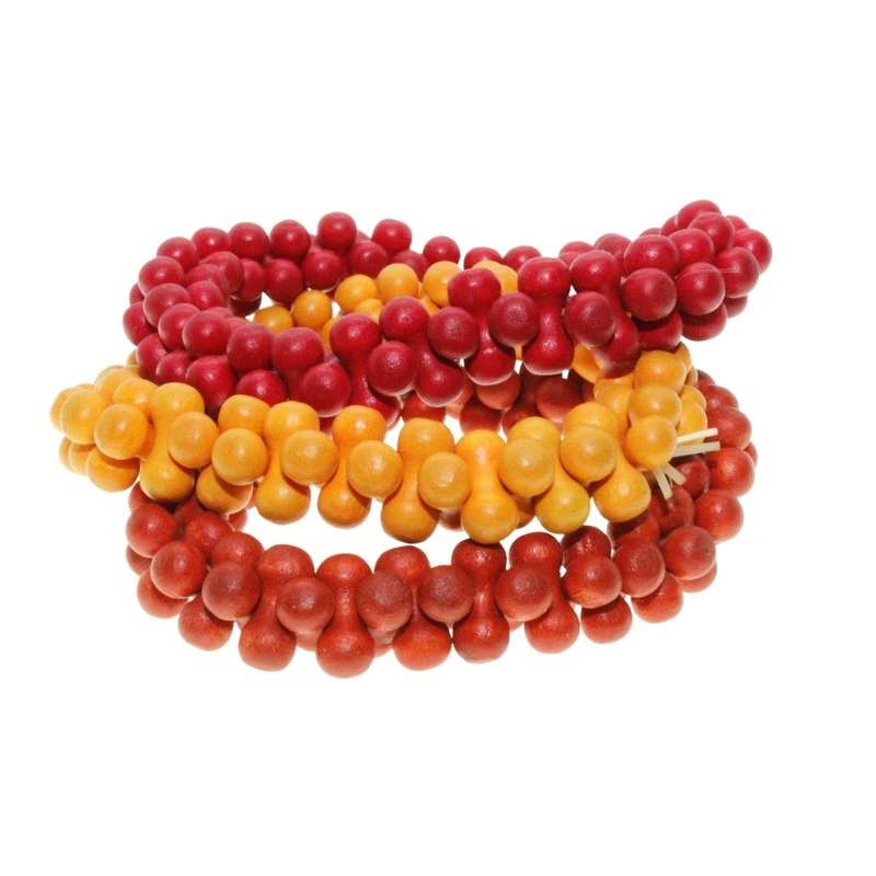 Bracelet - 3 x Multi-Coloured Wooden Beaded Bracelets. Autumn Colours - ML3225
